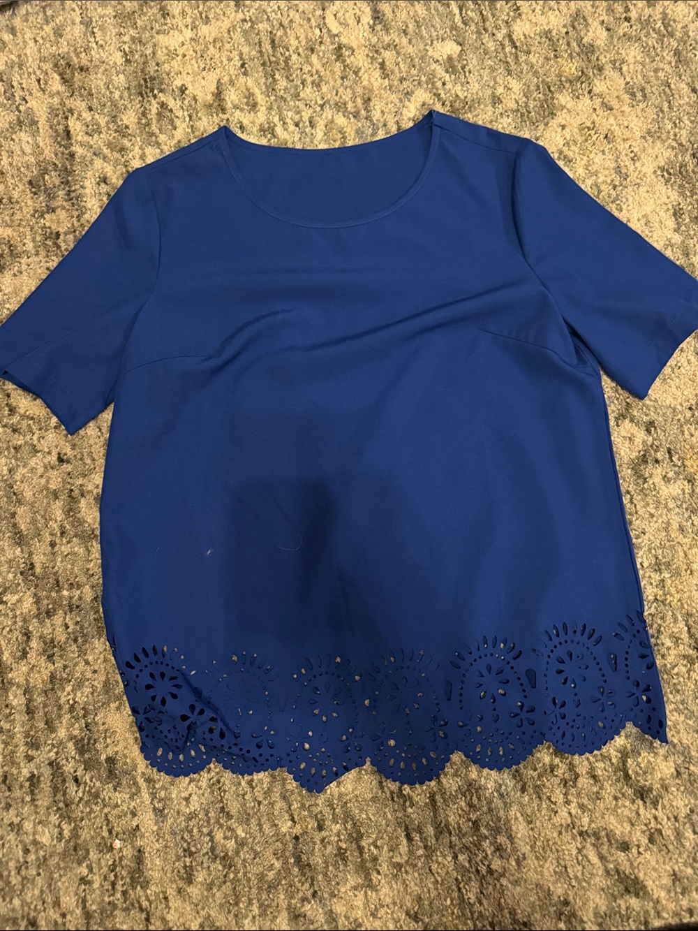 Women’s Short-Sleeve Scallop Hem Top - Blue